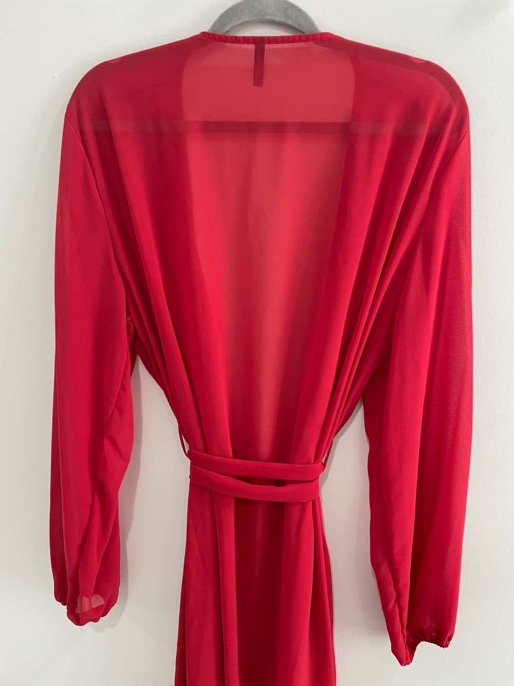 PrettyLittleThing Red Sheer Long Duster Robe - Picture 5 of 6